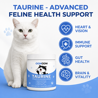 Produsen Suplemen Bubuk Taurin Kucing OEM ODM, L-Lysine, Probiotik, DHA untuk Mendukung Kesehatan Jantung, Penglihatan, dan Imunitas Usus