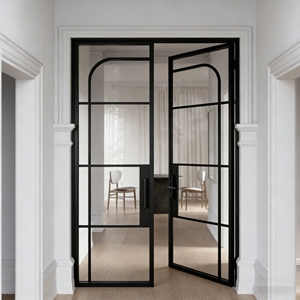 Porte intérieure de luxe ALUFRONT NFRC AS2047, étanche, isolée thermiquement, insonorisée, porte française avec design en <span class=keywords><strong>grille</strong></span> - Product Image 3