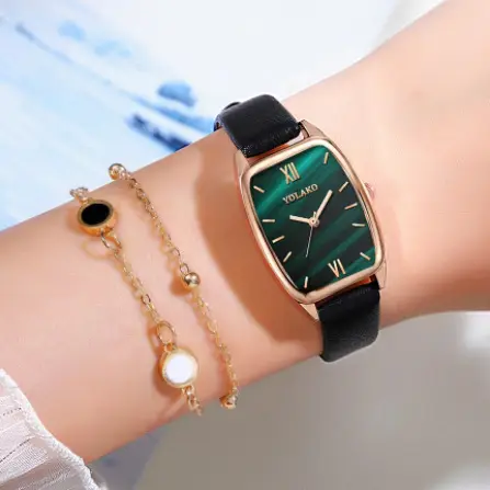 Aug jewelry hot-selling wholesale square head dial fashion ladies green watch PU belt wild bracelet fashion watch