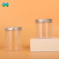 Bocaux en plastique à prix raisonnable pour le stockage de collations, bocaux en plastique transparents en PET, récipients alimentaires en plastique avec couvercle en aluminium
