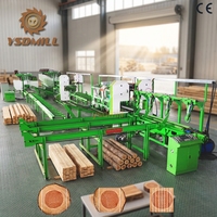 Ligne de production automatique de scie à ruban pour petits troncs, scieries verticales jumelées