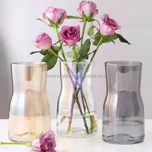 현대 장식 손으로 날려 테이블 장식 웨딩 장식용 투명 컬러 유리 꽃병