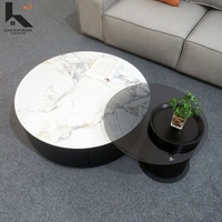 Table basse moderne de luxe léger, plateau en marbre, cadre doré, table centrale pour salon, design haut de gamme