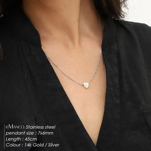 Collar EManco con Letra <span class=keywords><strong>J</strong></span> Grabada en Colgante de Corazón, Cadena de Acero Inoxidable Dorado, Joyería Delicada para Uso Diario - Product Image 2