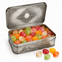 Boîte à bonbons vintage en argent style antique avec couvercle gaufré pour emballage cadeau rétro
