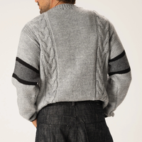 Pull en maille torsadée à col rond pour homme, décontracté, unique, avec blocs de couleur