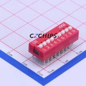 DS-09RP DIP Switch Through hole Component (THT) Switch Flat Toggle, Raised Type Single Pole Single Throw 9-Bit PC Pin - Product Image 1