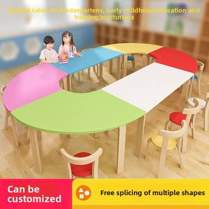 Ensemble table et chaise de dessin et d'art en bois massif pour enfants, design moderne et simple, origine Chine, bureau de tutorat pour école primaire et tout-petits - Product Image 4