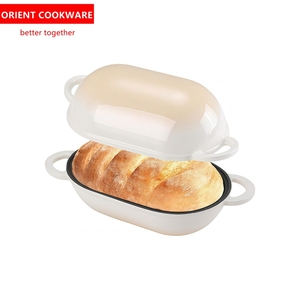 Marmite ovale en fonte émaillée durable à prix d'usine avec couvercle pour la <span class=keywords><strong>cuisson</strong></span> du pain au levain, moule à pain avec couvercle - Product Image 1