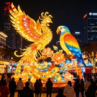 Lanterne géante LED Zigong en forme de fleur et d'oiseau, étanche, durable, pour extérieur, statue florale de luxe pour spectacle lumineux nocturne