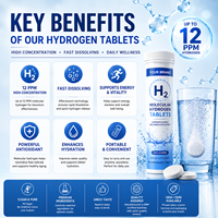 Complément alimentaire en comprimés d'hydrogène moléculaire à haute concentration (12 ppm) riche en minéraux, antioxydant, pour la bien-être, eau alcaline instantanée