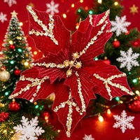 Vintage Ausgefärbte Weihnachtsblumen Seiden-Weihnachtssterne für Retro-Feiertagsdekoration