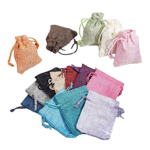 Pochette en lin de haute qualité pour bijoux MHC avec cordon de serrage, doublure en velours, pour emballage cadeau de Noël, lavable, impression de logo personnalisée, 9*12cm - Product Image 1