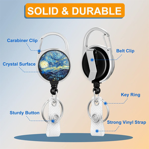 Night Sky Retractable <b>ID</b> Badge Scroll Keychain with Back Clip, Card <b>Holder</b>, Double-sided UV Printing Wholesale - Product Image 2