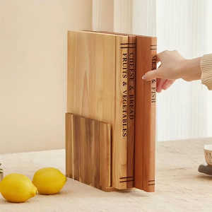 Juego de 3 tablas de cortar de cocina en forma de <span class=keywords><strong>libro</strong></span>, de madera de acacia/caucho/ébano, aceitadas, con soporte. - Product Image 1
