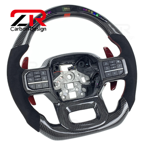 Volant de direction en fibre de carbone avec palettes de changement de vitesse pour <span class=keywords><strong>Ford</strong></span> Raptor F150 <span class=keywords><strong>XLT</strong></span> STX Raptor <span class=keywords><strong>2019</strong></span>-2025, affichage LED PRM personnalisé pour le <span class=keywords><strong>sport</strong></span> - Product Image 3