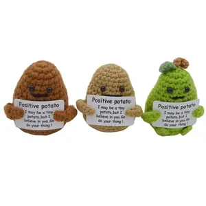 Hand Crochet Funny Reduce Pressure Positive Potato Doll Group Cute Wool Knitted Toy Funny Knit Colorful Dolls