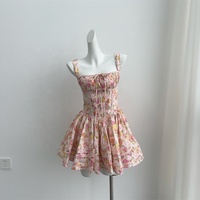 Robes courtes sans manches à imprimé floral printemps-été, robes décontractées mignonnes pour femmes et filles, robes florales