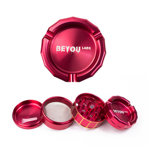 เครื่องบดสมุนไพรแห้ง BEYOU LABS ทำจากอลูมิเนียมอัลลอยด์ 4 ชั้น แบบกลม บดด้วยมือ สำหรับอุปกรณ์สูบบุหรี่ - Product Image 5