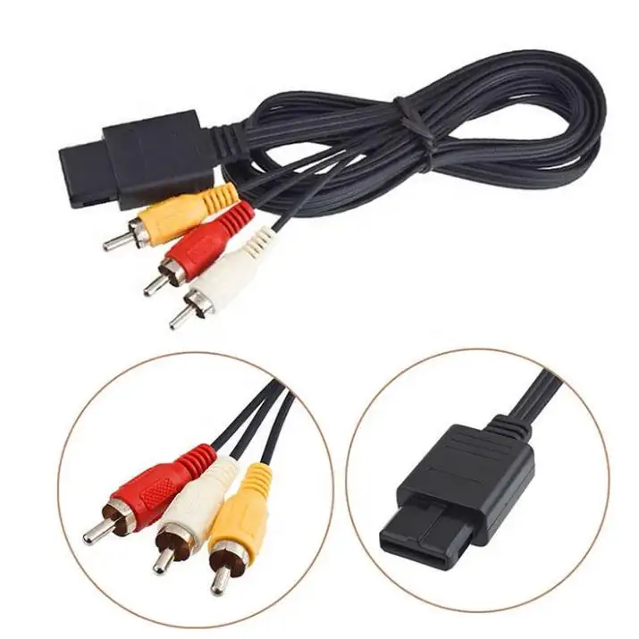 For SNES/N64 Video Games Console Audio Video AV Cables 6ft Wire Cord RCA TV AV Cable Lead Line For Nintendo 64/GameCube AV Cable