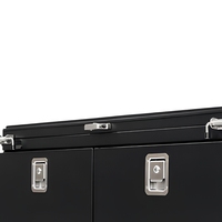 Boîte de rangement étanche en alliage d'aluminium noir pour plateau de camionnette, idéale pour le camping en tout-terrain