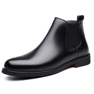 Botas Chelsea para hombre, punta puntiaguda, cuero genuino, antideslizantes, estilo otoñal, banda elástica, suela de goma, forro de microfibra - Product Image 5
