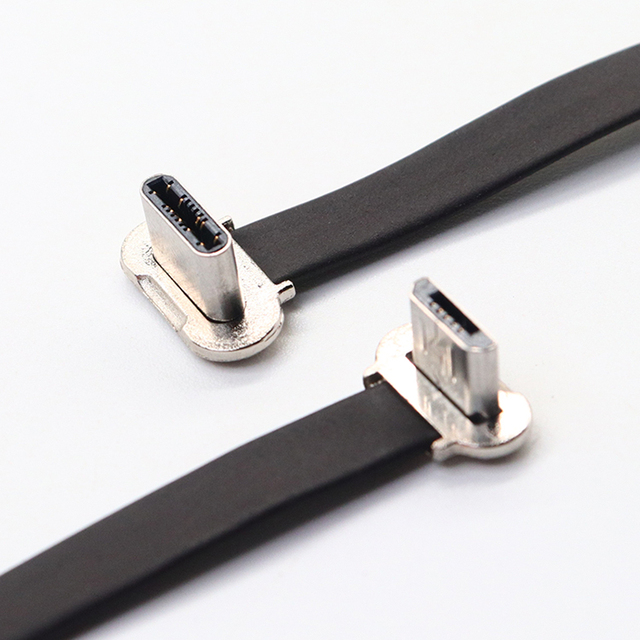 Factory Price OEM FPC Flat Slim Thin Flex USB C Angle L Cable Short Right Angle FPV USB 3.1 Type C Charging Cable