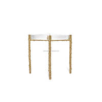 Table d'angle en acrylique flotteurs de conception spéciale de haute qualité Table d'appoint en acrylique cristal contemporain avec pieds en laiton