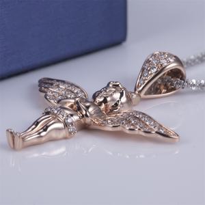 Collier pendentif en diamant de laboratoire en forme de garçon personnalisé en or rose 14 carats Messi Jewelry MS-503 - Product Image 3