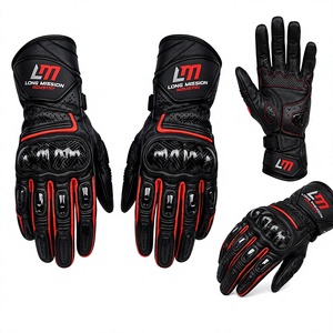 Long Mission Industry Leather Motorbike <b>Gloves</b> <b>Fur</b> Lined Eco-Friendly Wrist Length Sporty Breathable Black Red Cycling Spring - Product Image 5