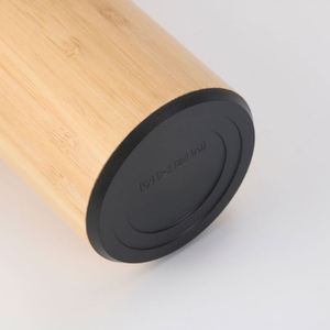 XJ340 Bamboo Wooden Vacuum Hip <b>Flask</b> 304 Stainless Steel Double Wall Thermo Smart Sports Insulated <b>Hot</b> Water Bottle 500ML - Product Image 5