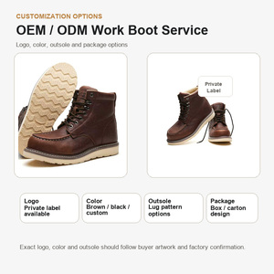 <span class=keywords><strong>Botas</strong></span> de Trabajo de Cuero con Puntera de Acero Ligeras y Transpirables, Calzado de Seguridad Industrial de Caña Alta - Product Image 3