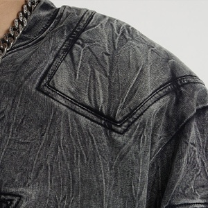 Top Show Professionnel Personnalisé Hommes T-shirt Fabrication Lavé Broderie logo Hommes T-shirt Surdimensionné Mode Street Wear T-shirt - Product Image 3