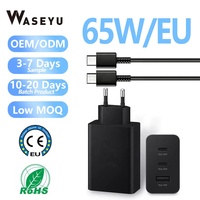 Cargador USB C de 65W Gan con 3 Puertos (2 USB-C y 1 USB), Adaptador de Carga Súper Rápida para Samsung Galaxy S23 S24 S23+ Ultra