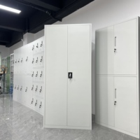 Archivador de Acero de Doble Puerta con Puertas con Cerradura y Estantes Ajustables, Archivador Metálico para Almacenamiento de Documentos de Oficina