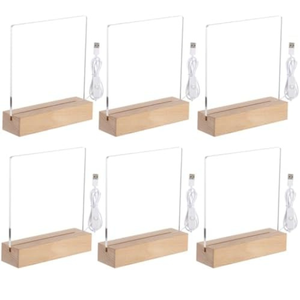 Đế đèn ngủ <span class=keywords><strong>LED</strong></span> hình chữ nhật bằng gỗ, đèn acrylic 3D phát sáng, công tắc USB, bán chạy năm 2025 - Product Image 3