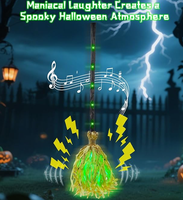 Balai Magique d'Halloween Youlun à Long Manche, Balai de Sorcière Flottant avec Ruban Noir, Activé par le Son, Piles AA, Décoration d'Halloween