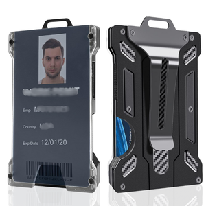 Tarjetero <span class=keywords><strong>de</strong></span> aluminio con bloqueo RFID al por mayor, billetera metálica <span class=keywords><strong>de</strong></span> cuero emergente con características <span class=keywords><strong>de</strong></span> tarjetero para tarjetas <span class=keywords><strong>de</strong></span> crédito y pasaportes - Product Image 1
