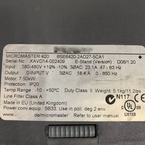 Convertidor de frecuencia usado en stock 6SE6420-2AD27-5CA1 - Product Image 3