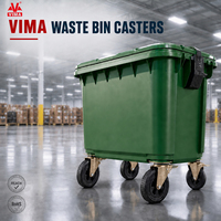 Roues pivotantes verrouillables VIMA polyvalentes en fer, caoutchouc et PP, robustes, pour bacs à déchets, capacité de charge 160 kg/210 kg