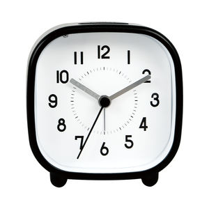 Reloj despertador silencioso cuadrado de 3.5 pulgadas en blanco y negro con alarma crescendo para regalo. - Product Image 3