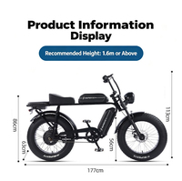 Vélo de montagne électrique rétro classique pour adultes, roues larges surdimensionnées de 20 pouces, batterie au lithium 48V, moteur à moyeu arrière, assistance électrique