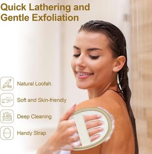 Custom logo Natural Loofah Exfoliating Body Scrubber Shower Loofah Pad Sponge Bath Shower for Face and Body for Women and Men - Product Image 2