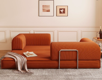 Sofá Cama Convertible Moderno para Apartamento, con Funda de Pana, Relleno de Esponja, Diseño de Líneas Rectas, Duradero y Ecológico