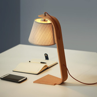 Abat-jour Led d'intérieur en tissu, style japonais, ombres en bois, pour bureau, lampe de Table, lumière