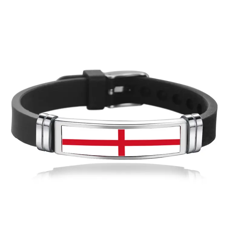 Top 24 España Portugal Inglaterra Alemania Francia bandera reloj pulsera de silicona, Bandera de países nacionales pulsera de goma de silicona