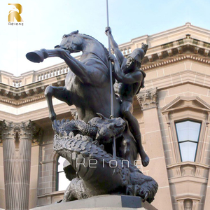 Sculpture en bronze grandeur nature de Saint George romain tuant <span class=keywords><strong>le</strong></span> dragon, homme à cheval, par RELONG - Product Image 3