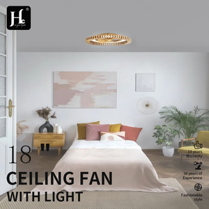 พัดลมเพดานทันสมัย ไฟ LED ส่องสว่างแบบแสงกลางวัน พร้อมรีโมทคอนโทรล ตัวเครื่องอะลูมิเนียม ติดตั้งบนพื้นผิว เหมาะสำหรับห้องนอน CRI 90 IP33 AC/DC - Product Image 4