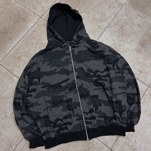 Sweat à capuche camouflage surdimensionné personnalisé à fermeture éclair, style streetwear, épaules tombantes, pour homme, best-seller - Product Image 3