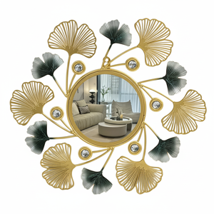 Miroir mural en métal de qualité créative et art design moderne miroir mural à motif floral décoration de mariage art mural à bon prix - Product Image 1